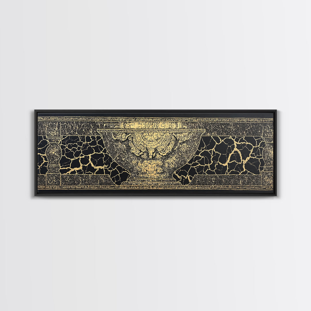 Black Gold Ancient Vessel Pattern Wall Art, Abstract Art, Luxury Canvas Art, Elegant Home Decor, Statement Wall Decor, Gift For Him