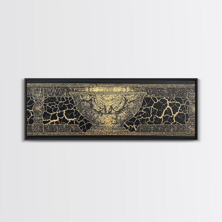 Black Gold Ancient Vessel Pattern Wall Art, Abstract Art, Luxury Canvas Art, Elegant Home Decor, Statement Wall Decor, Gift For Him