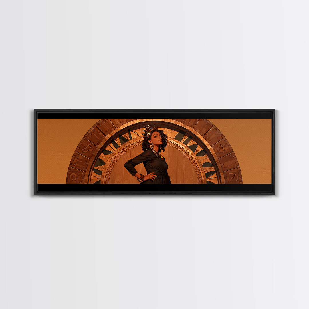 Elegant Black Woman Portrait In Orange Arch, African American Art Wall Art, Fashion Canvas Print, Stylish Home Decor Gift