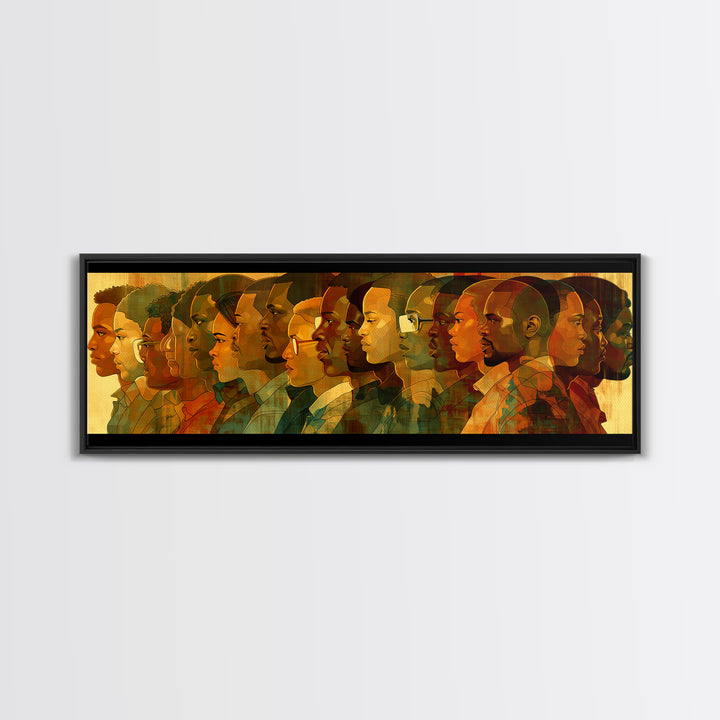 Panoramic African Diaspora Headphones Canvas Print, Modern Black People Art, Afrocentric Culture Wall Decor Gift For Music Lovers