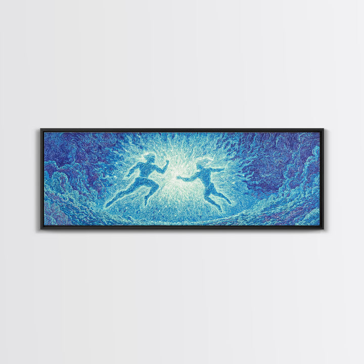 Blue Mystical Spirit Dancers In Flowing Water Wall Art, Dreamy Wall Art, Abstract Art, Modern Canvas Art, Spiritual Wall Decor