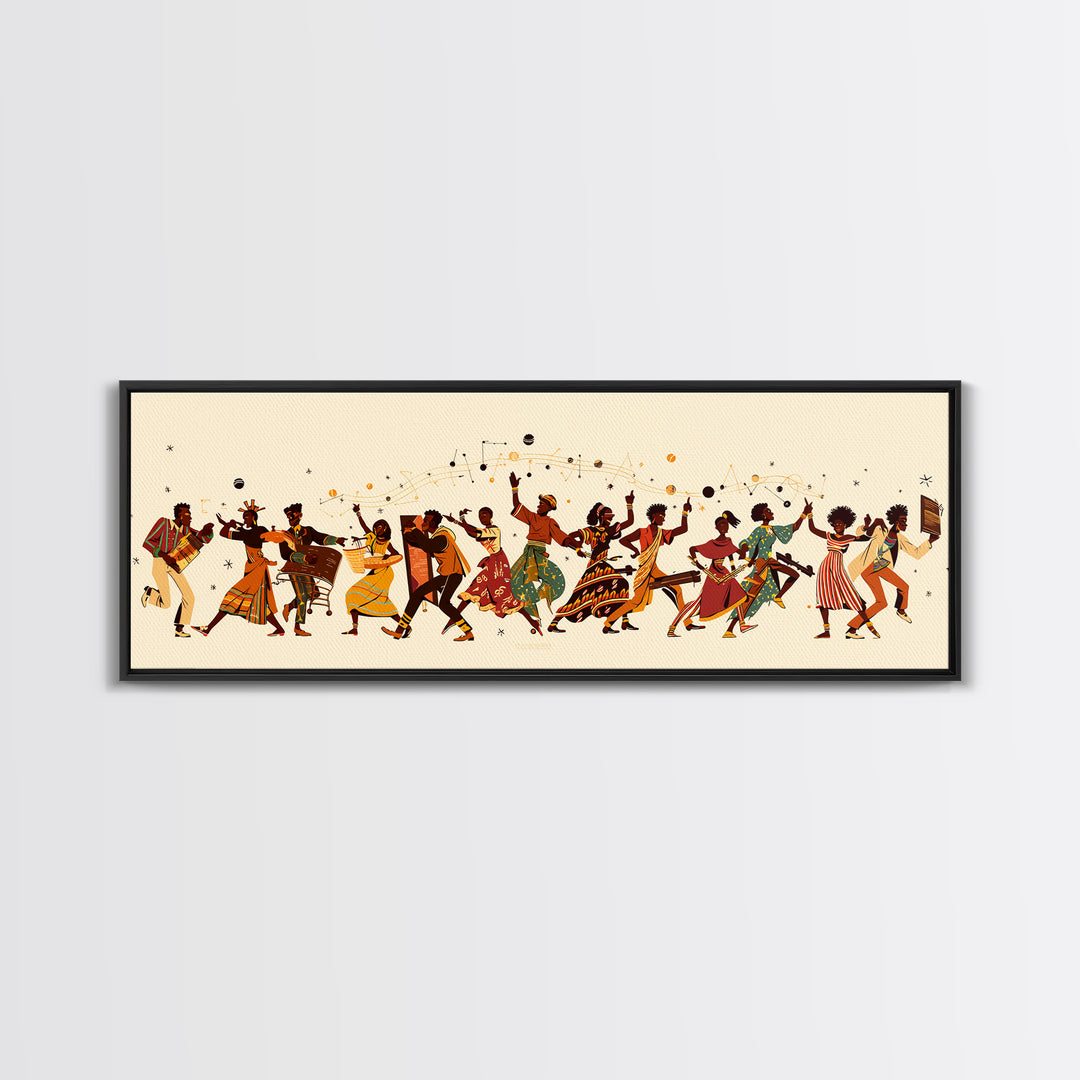 Joyful African Celebration Dancers Canvas Print, Afrocentric Wall Art, Black Women Art, Cultural Home Decor, Festive Gift