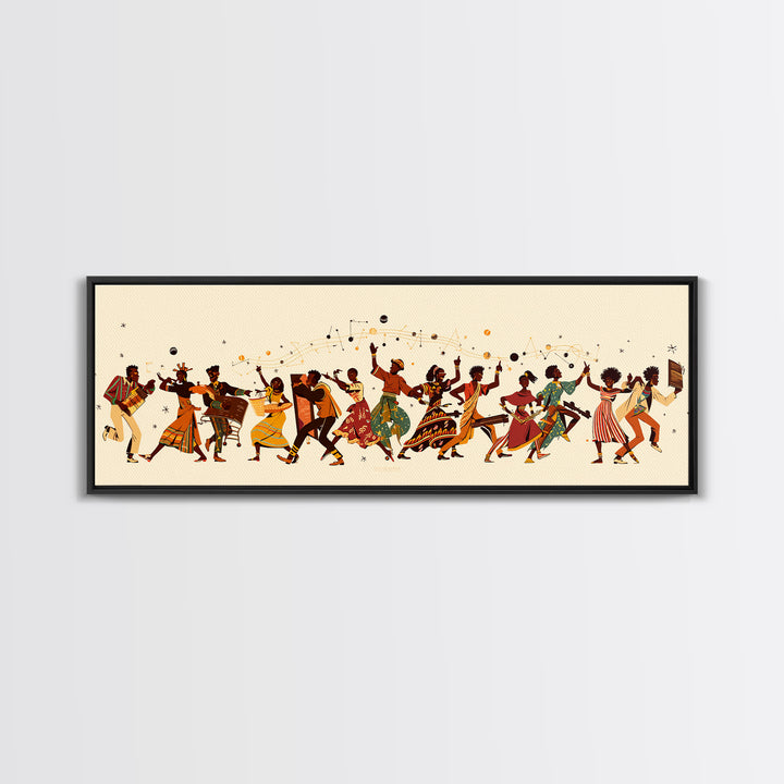 Joyful African Celebration Dancers Canvas Print, Afrocentric Wall Art, Black Women Art, Cultural Home Decor, Festive Gift