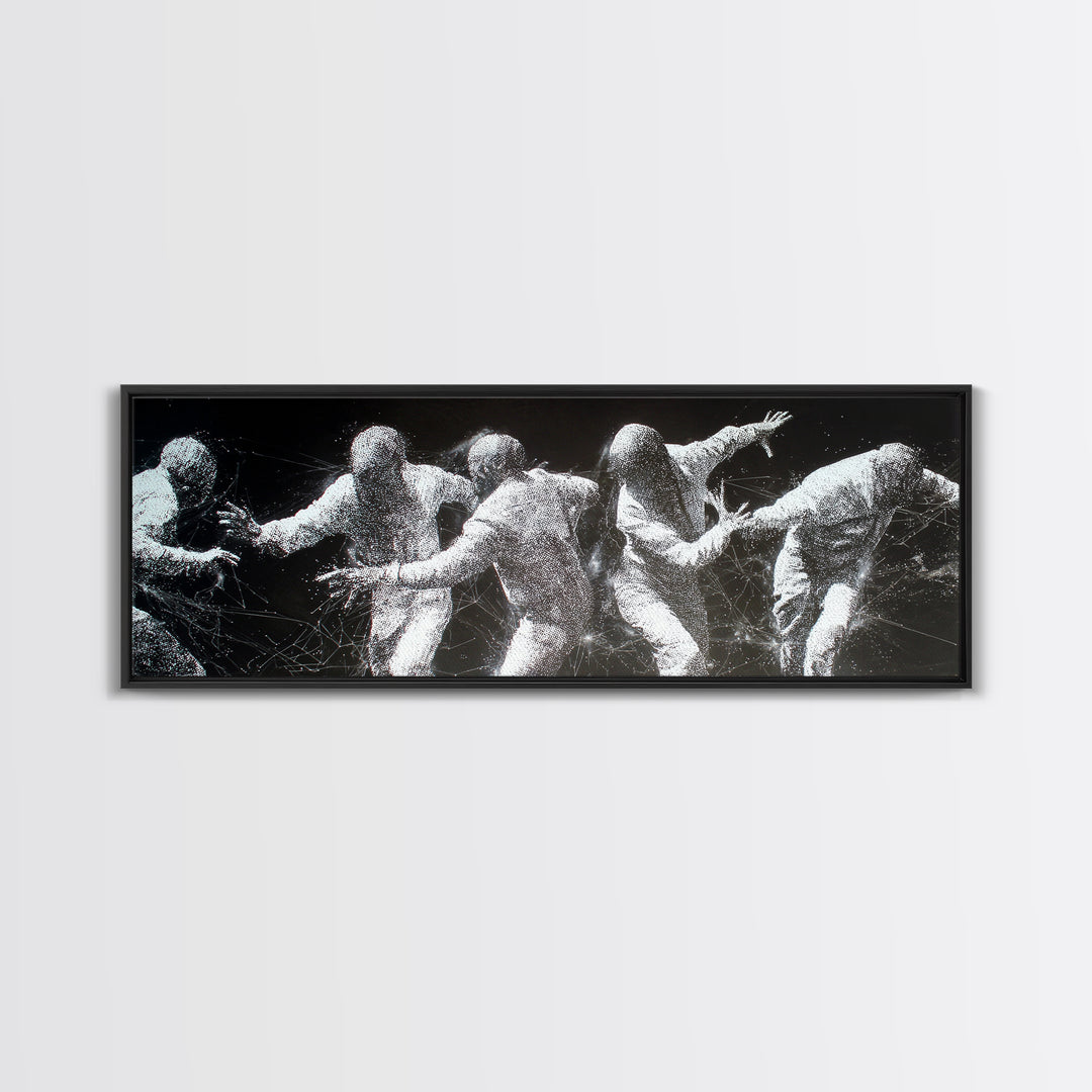 Black And White African Dancers In Dynamic Motion Wall Art, Abstract Canvas Print, Modern Cultural Statement Home Decor Gift