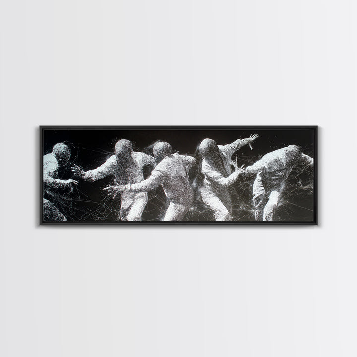 Black And White African Dancers In Dynamic Motion Wall Art, Abstract Canvas Print, Modern Cultural Statement Home Decor Gift