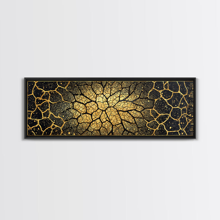 Black And Gold Cracked Mosaic Wall Art, Geometric Wall Art, Luxury Canvas Art, Earth Tone Wall Decor, Statement Piece, Home Decor Gift