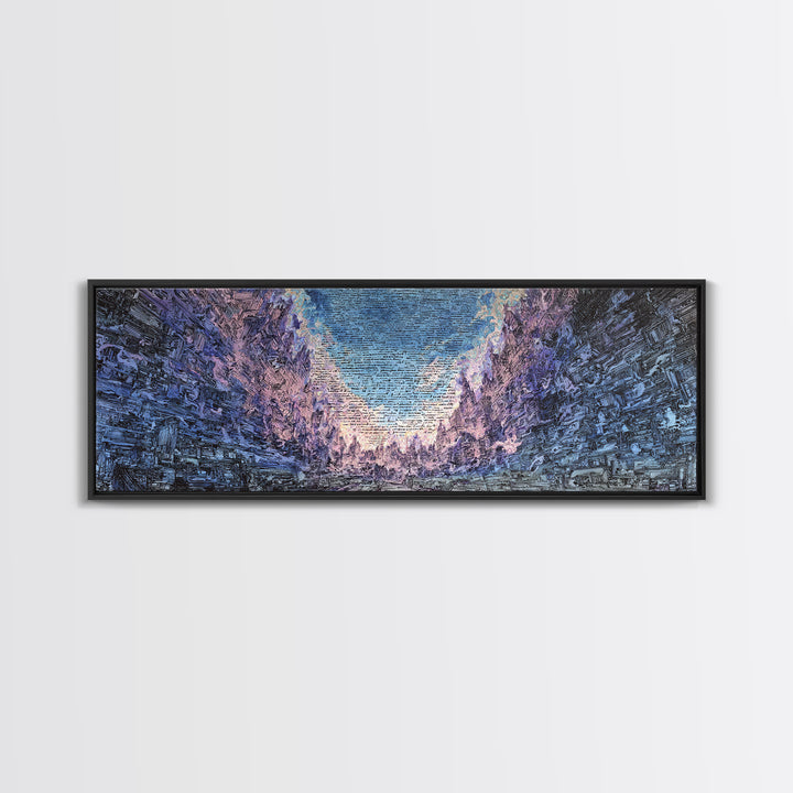 Icy Blue Mountain Canyon Abstract Wall Art, Panoramic Landscape Canvas, Modern Nature Decor, Large Living Room Art Print