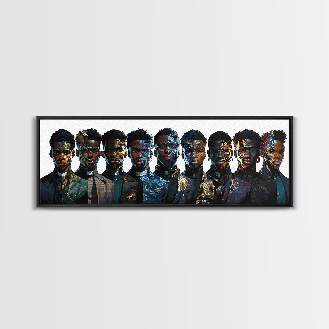 Afrofuturist Black Collective Portrait Wall Art, African American Art, Modern Afrocentric Decor, Bold Cultural Canvas Print