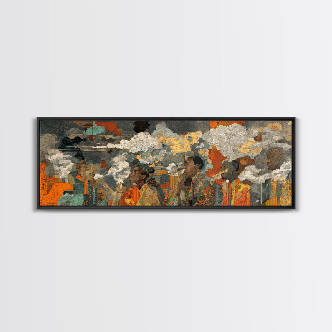 African Women Under Storm Clouds Wall Art, Cultural Portrait Canvas Print, Afrocentric Decor, Earth Tone Living Room Artwork