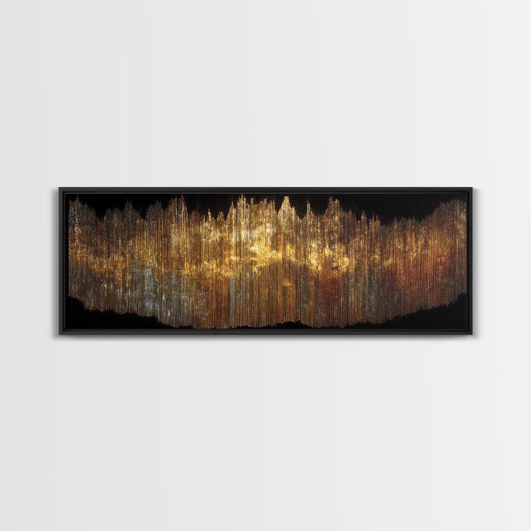 Golden Soundwave Light Abstract Wall Art, Luxury Canvas Art, Black And Gold Art, Statement Wall Decor, Elegant Home Art Print