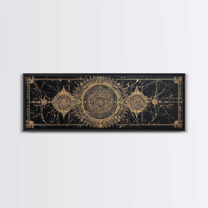 Black Gold Ornate Tribal Mandala Wall Art, African Inspired Geometric Canvas Decor, Luxury Art, Cultural Wall Decor Print
