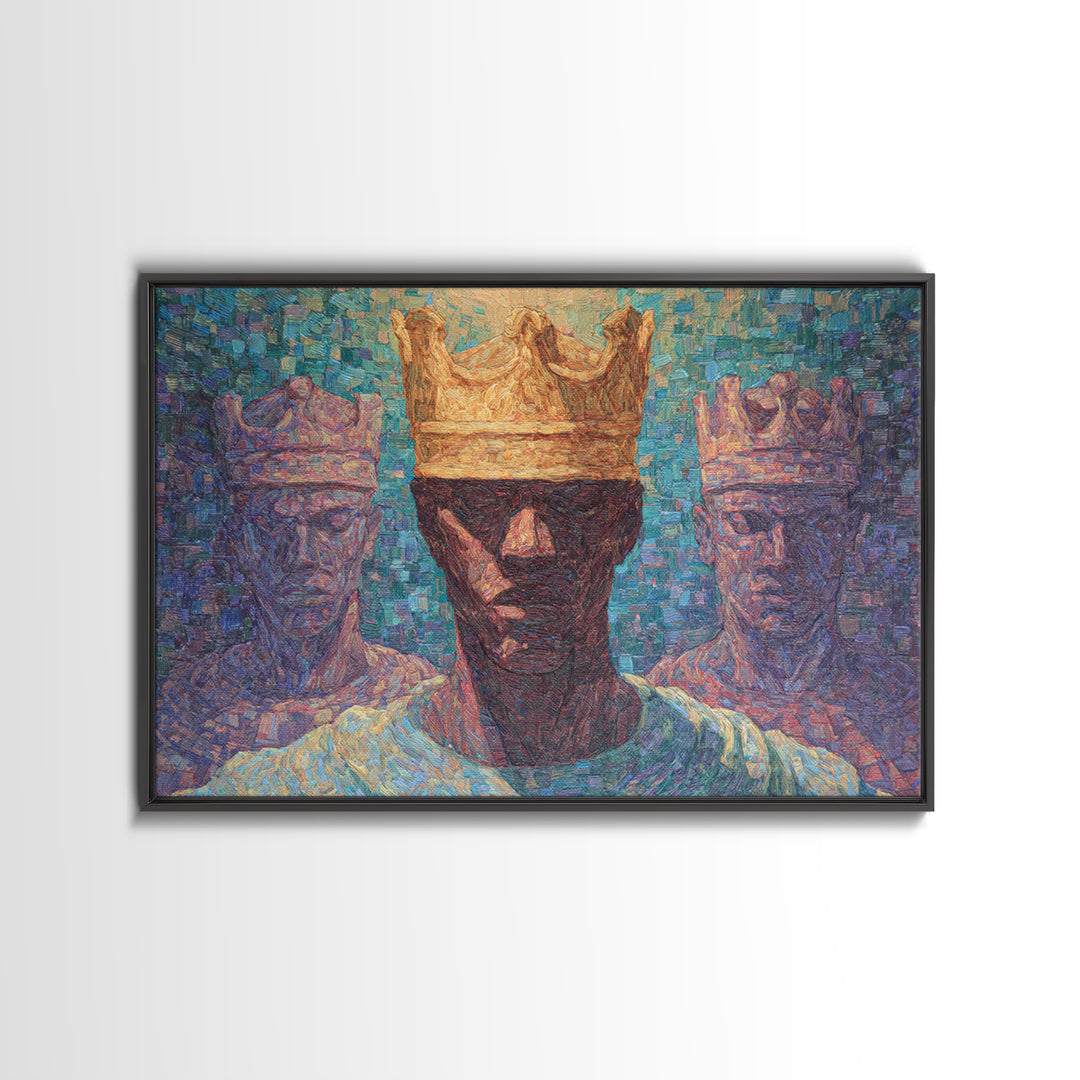 Impressionist Crowned African King Wall Art, Modern African Art Print, Black Culture Decor, Regal Portrait Canvas Print Gift