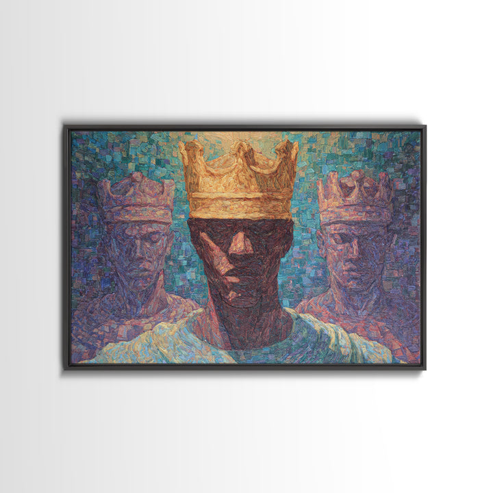 Impressionist Crowned African King Wall Art, Modern African Art Print, Black Culture Decor, Regal Portrait Canvas Print Gift