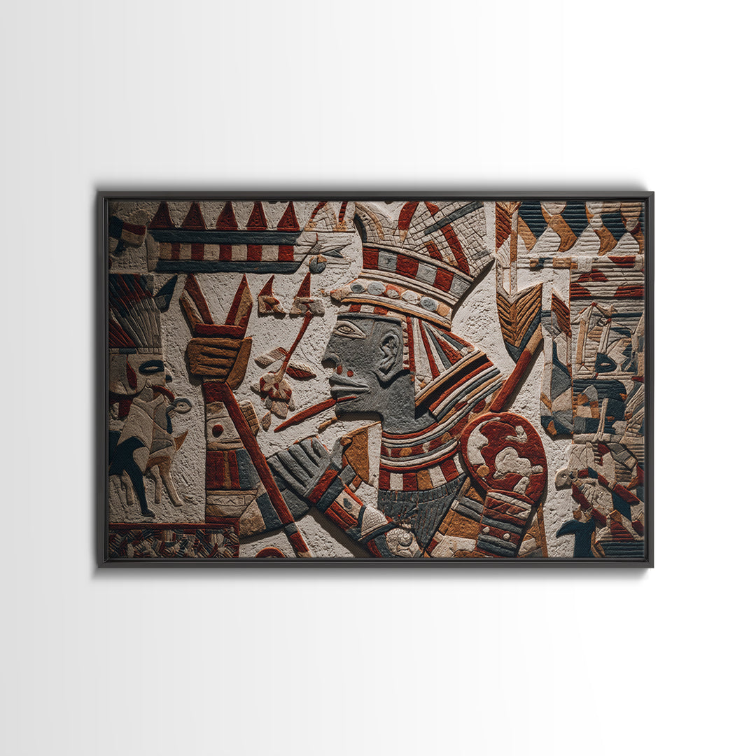 Ancient Egyptian Pharaoh Relief Wall Art, African Egyptian Art Print, Tribal Stone Texture, Cultural Home Decor Gift For Living Room