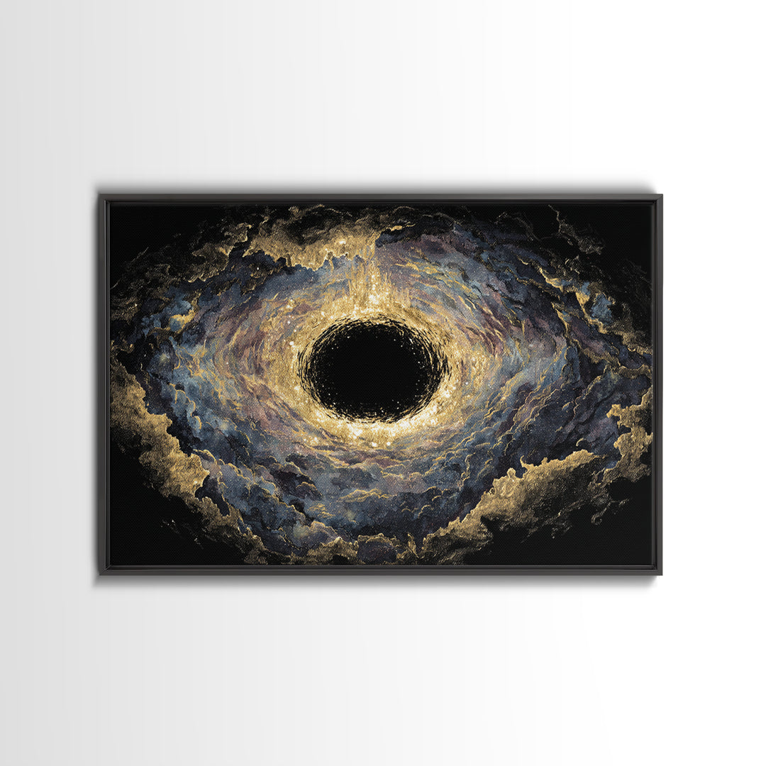 Golden Event Horizon Black Hole Canvas Print, Abstract Wall Art, Black And Gold Art, Luxury Canvas Art, Modern Home Decor