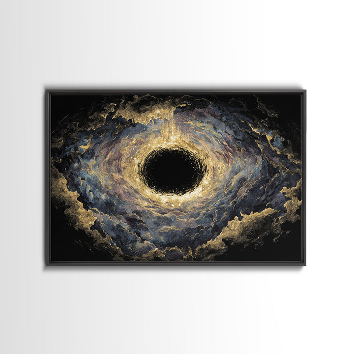 Golden Event Horizon Black Hole Canvas Print, Abstract Wall Art, Black And Gold Art, Luxury Canvas Art, Modern Home Decor