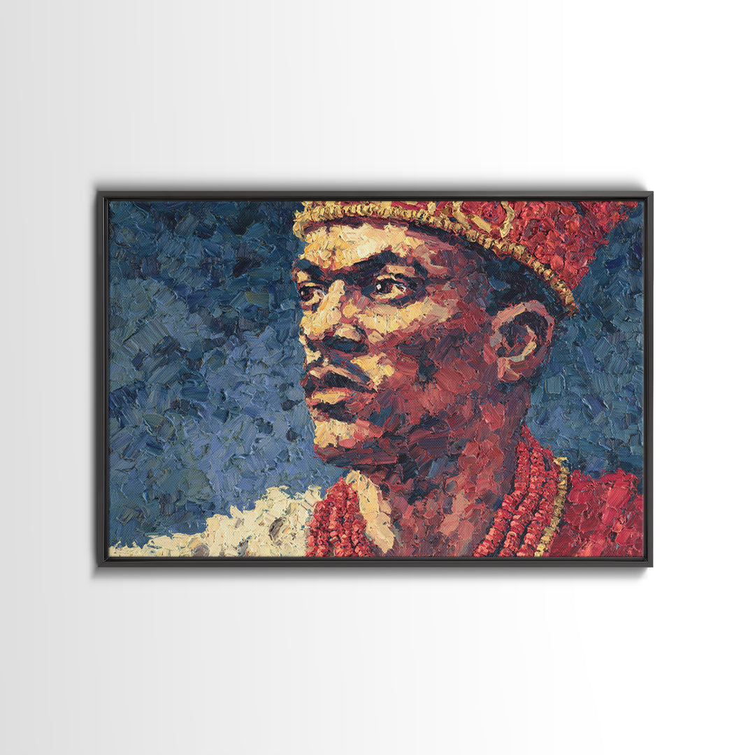 Young African Royal Portrait Wall Art, Red Crown Prince Painting, Black Man Portrait, Afrocentric Home Decor, Cultural Gift