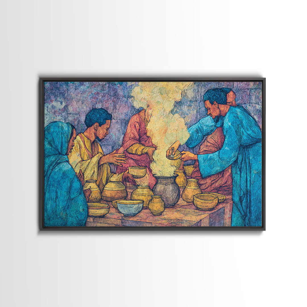 African Women Pottery Ritual Wall Art, Smoke Ceremony Painting, Cultural Kitchen Decor, Afrocentric Home Decor, Gift For Her