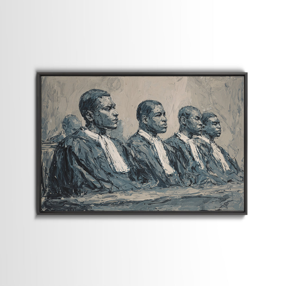 Distinguished Black Judges Framed Canvas Print, African American Art, Legal Portrait Wall Decor For Office And Study Room