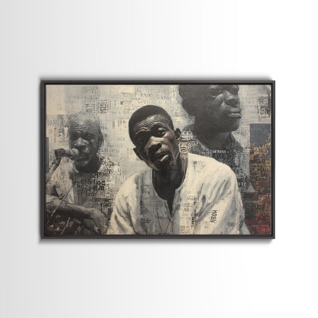 Textured Black Musicians Portrait Wall Art, African American Art Print, Black Culture Art, Modern Afrocentric Home Decor
