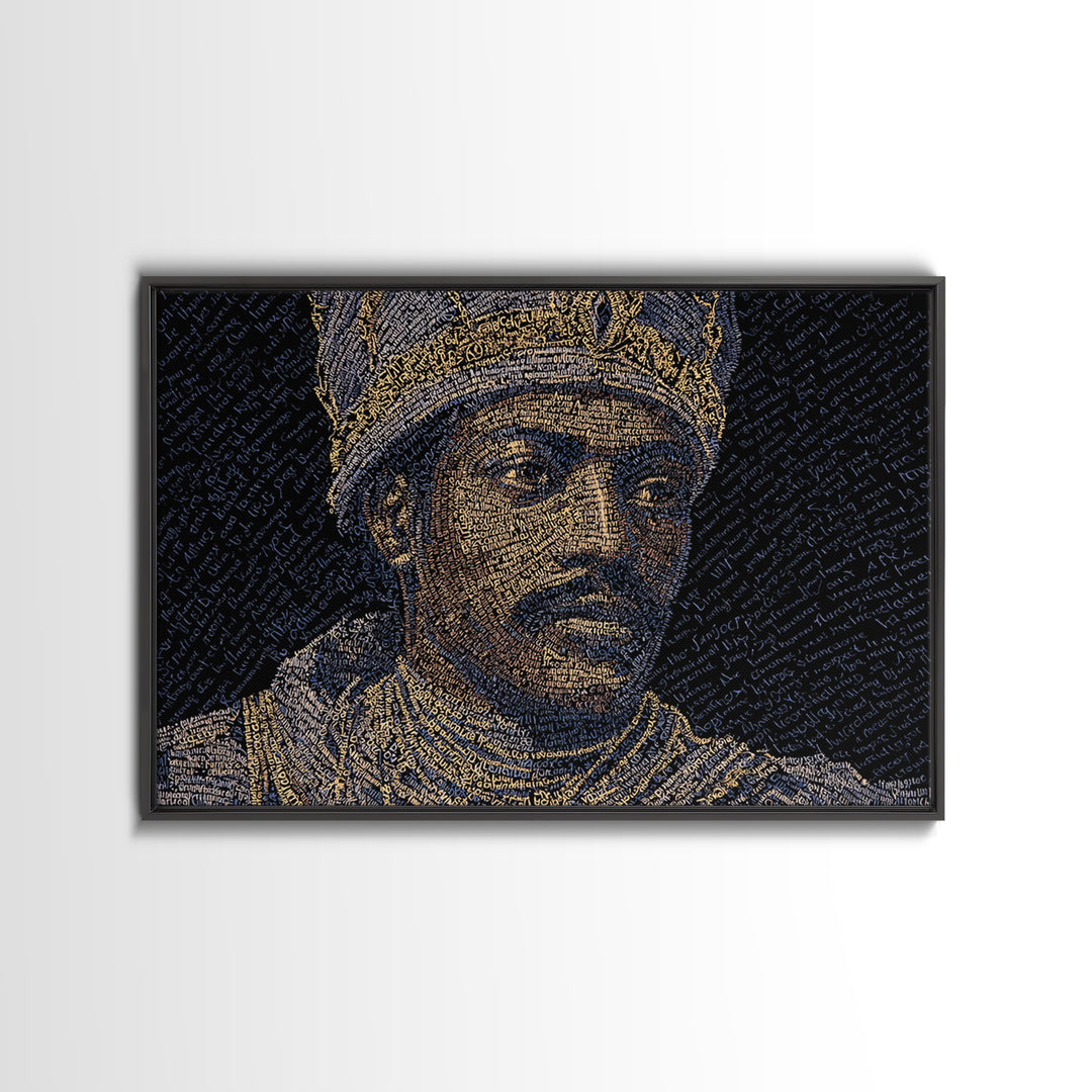 Regal African King Portrait Canvas Print, Black Man Art, African American Art, Gold Jewelry Canvas, Afrocentric Wall Decor