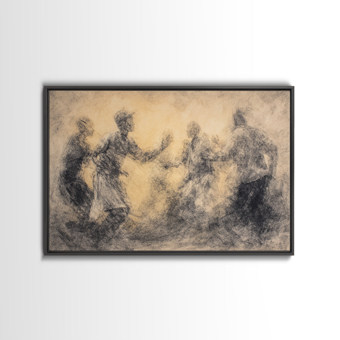 Charcoal African Celebration Dance Wall Art, Black Figures Sketch, Cultural Art Print, Traditional African Home Decor Gift