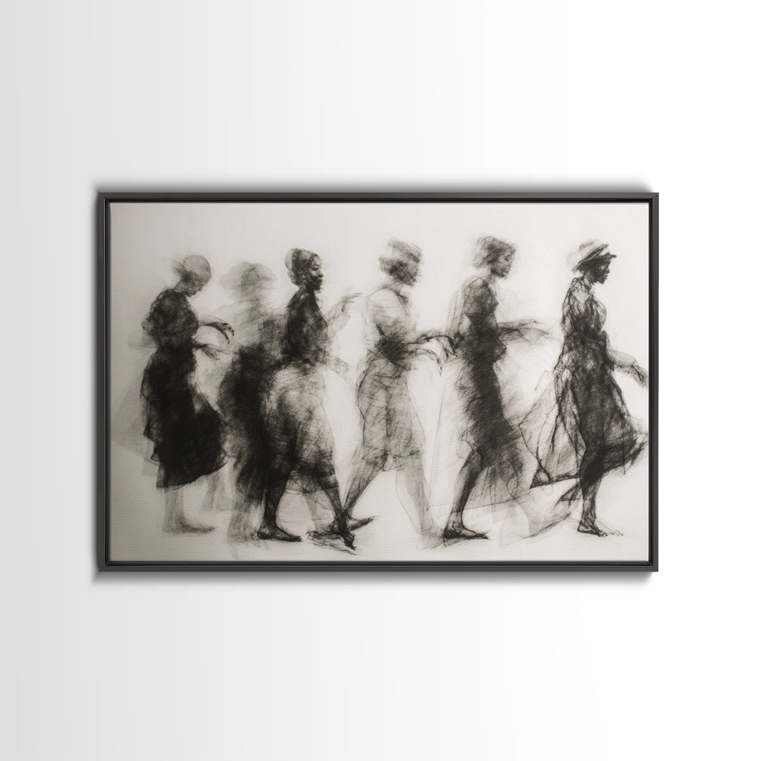 Black Women Procession Sketch Wall Art, Elegant Woman Art, African Women Art, Feminine Wall Decor, Minimalist Home Decor