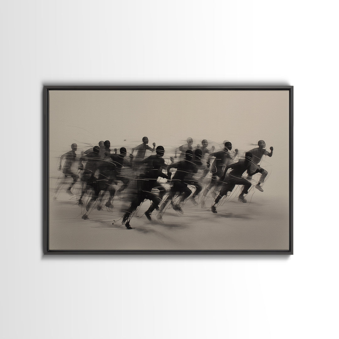 Sepia African Runners In Motion Canvas Print, Athletic Black Art, Modern African Art Decor, Dynamic Race Wall Decor Gift