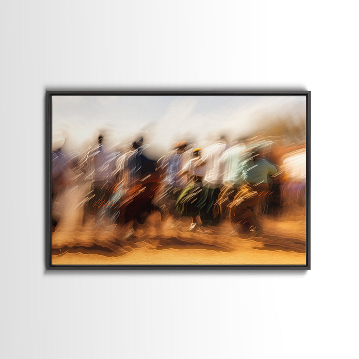 Sunlit African Crowd Procession Wall Art, Motion Blur Cultural Art Print, Black People Decor, Modern Canvas Home Decor Gift