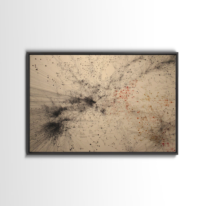 Beige Network Constellation Abstract Canvas Print, Modern Art, Digital Wall Art, Minimalist Office Decor, Unique Wall Decor