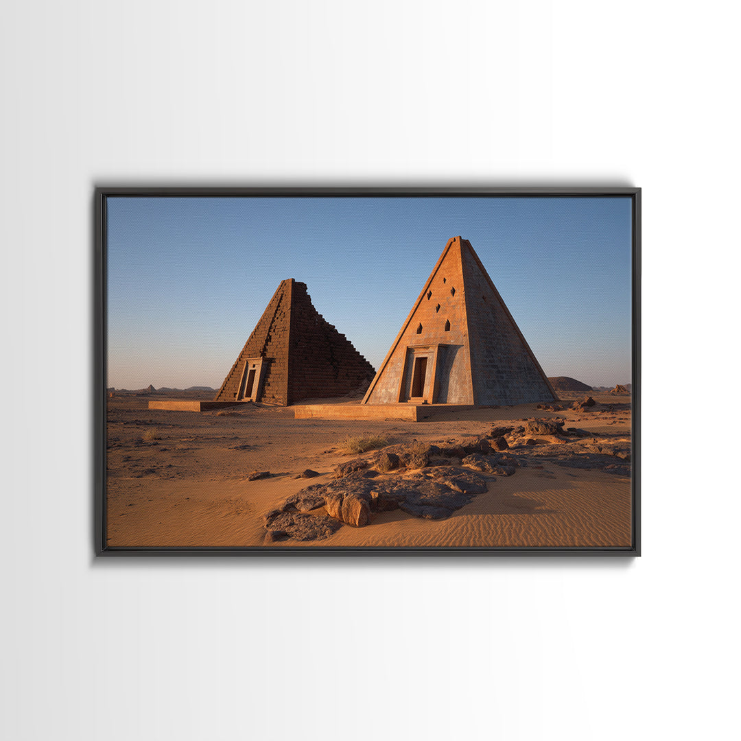 Nubian Desert Pyramids Photo Canvas Print African Landscape Wall Art Ancient African Art Decor Sudan Travel Poster Gift For Him