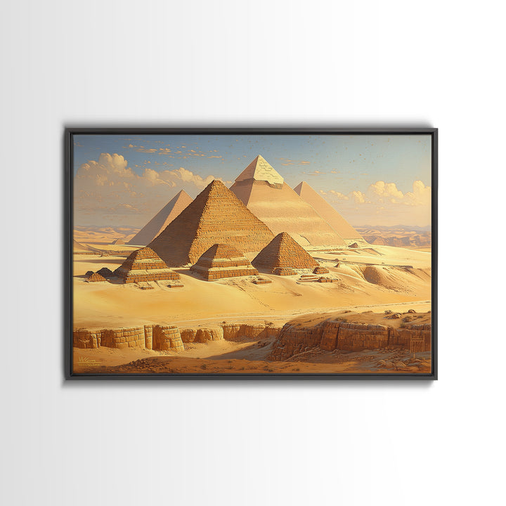 Golden Giza Pyramids At Sunrise Wall Art African Egyptian Art Print Desert Landscape Canvas Print Ancient Travel Decor Gift