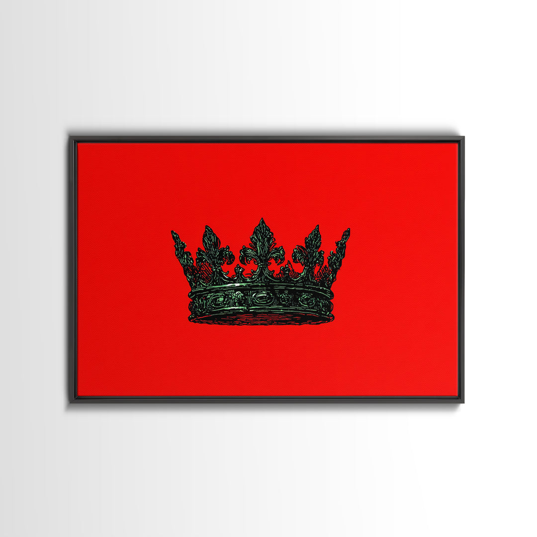 Black Crown On Red Background Wall Art, African Queen Decor, Royal Afrocentric Print, Bold Modern Black Culture Art, Statement Wall Decor