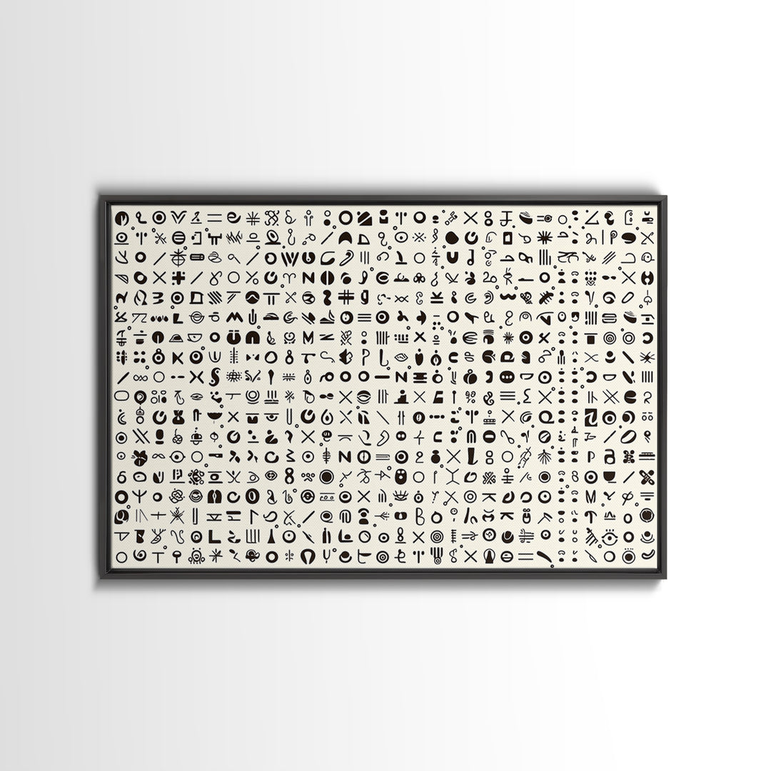 Adinkra Inspired Black Symbol Grid Wall Art, African Print Decor, Minimalist Tribal Pattern, Cultural Gallery Wall Art, Home Decor