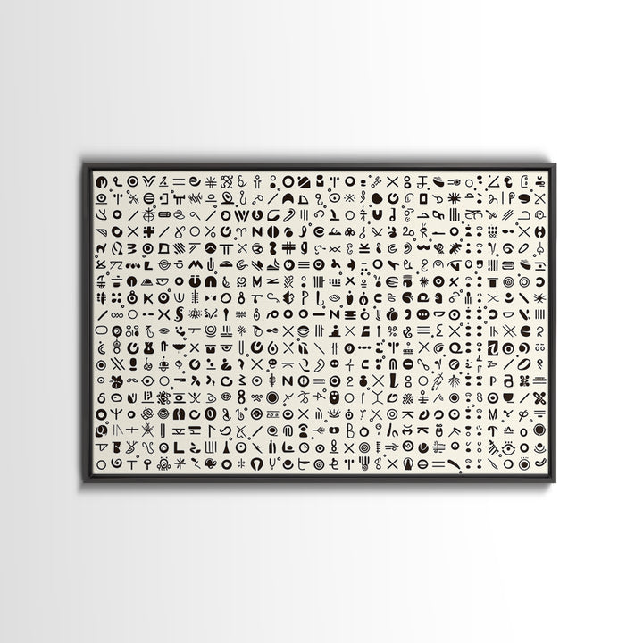 Adinkra Inspired Black Symbol Grid Wall Art, African Print Decor, Minimalist Tribal Pattern, Cultural Gallery Wall Art, Home Decor