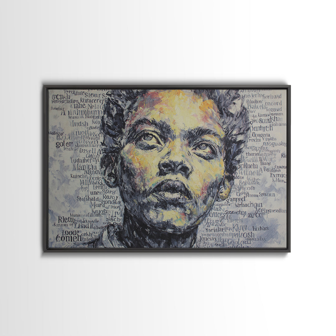 Textured Black Woman Portrait With Words Wall Art, African American Art, Melanin Print, Empowerment Gift, Modern Home Decor