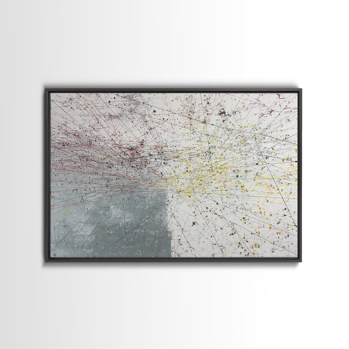 Red Yellow Network Abstract Painting, Minimalist Modern Wall Art, Contemporary Office Decor, Large Canvas Print Gift Artwork