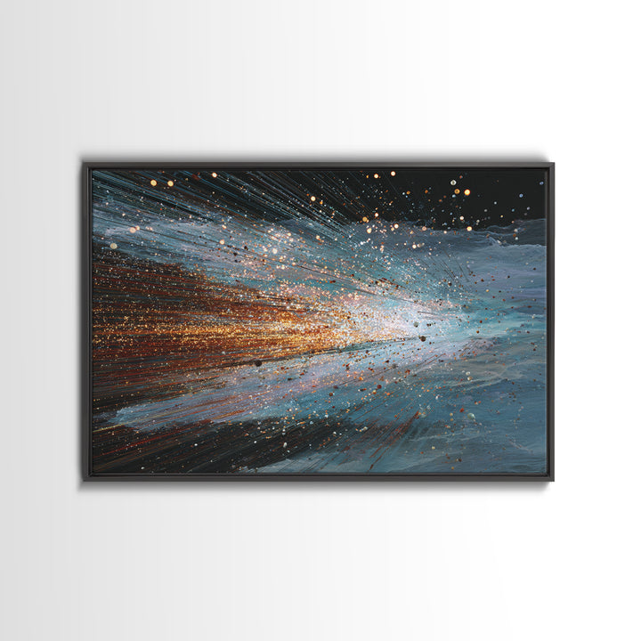 Blue Orange Energy Wave Abstract, Dynamic Motion Wall Art, Modern Office Decor, Contemporary Canvas Print Gift For Him Artwork