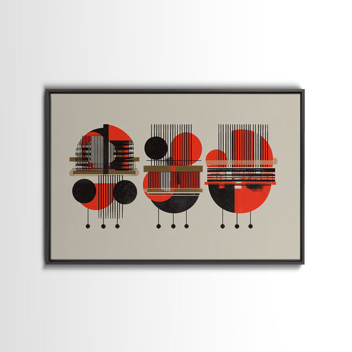 Red Black Geometric Abstract Canvas Print, Modern African Pattern Wall Art, Minimalist Mid Century Home Decor Gift For Living Room
