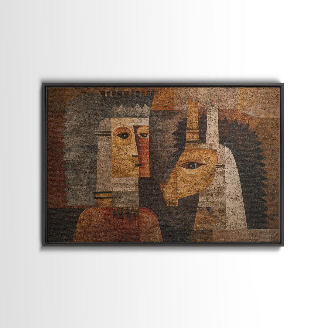 Cubist African Queen Portrait Wall Art, African Woman Art Print, Black Goddess Artwork, Ethnic Modern Home Decor Gift For Her