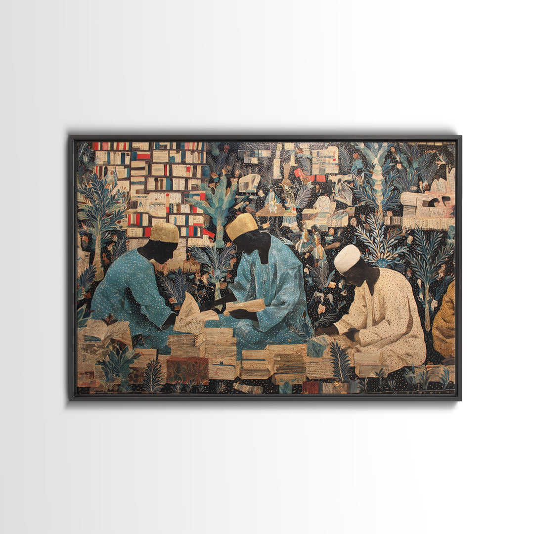 African Scholars Library Wall Art, Black Culture Art Print, Afrocentric Collage Poster, Intellectual Home Decor Gift Idea