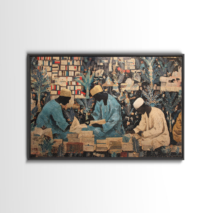 African Scholars Library Wall Art, Black Culture Art Print, Afrocentric Collage Poster, Intellectual Home Decor Gift Idea