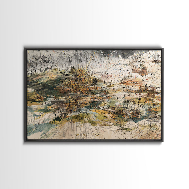 Abstract City Grid In Earth Tones Wall Art, Modern African Inspired Map Print, Contemporary Office Decor Canvas For Living Room