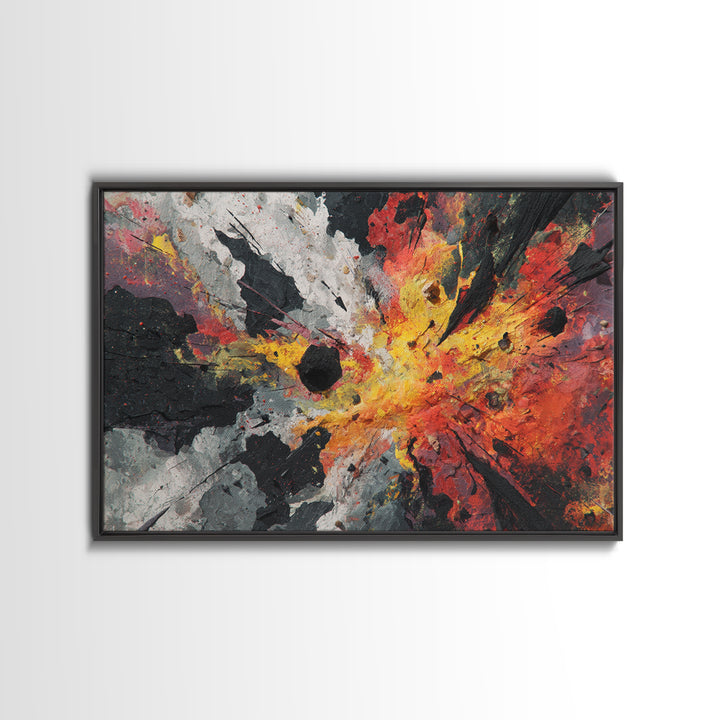 Explosive Red Gold Black Abstract Canvas Print, Bold Modern Art, Statement Wall Decor For Living Room Or Office Home Decor Gift