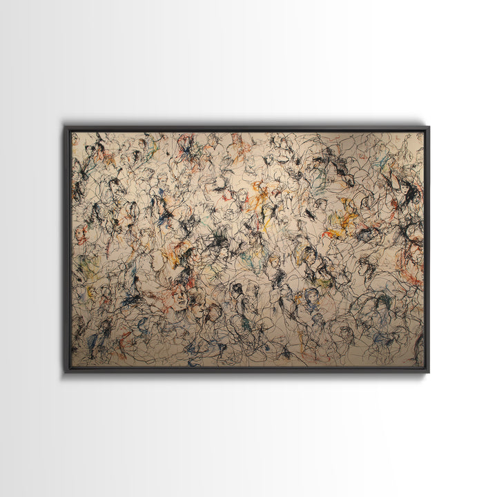 Expressive Crowd Line Drawing, Abstract Wall Art, Contemporary Canvas Print, Minimalist Sketch Decor, Gallery Home Decor Gift