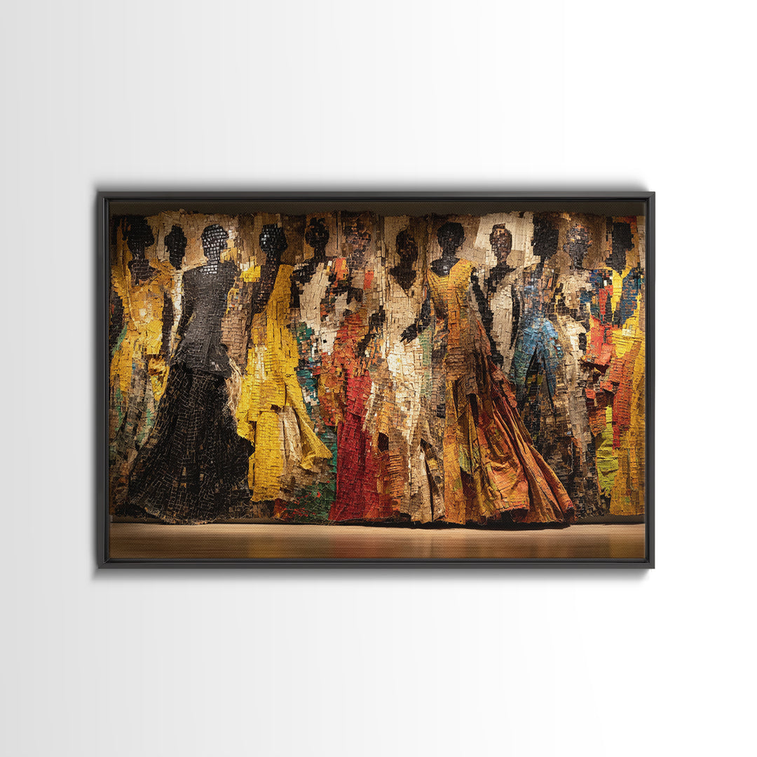 Elegant African Women Fashion Parade Wall Art, Textured Black Woman Art, African American Art, Luxury Canvas Decor, Statement Piece