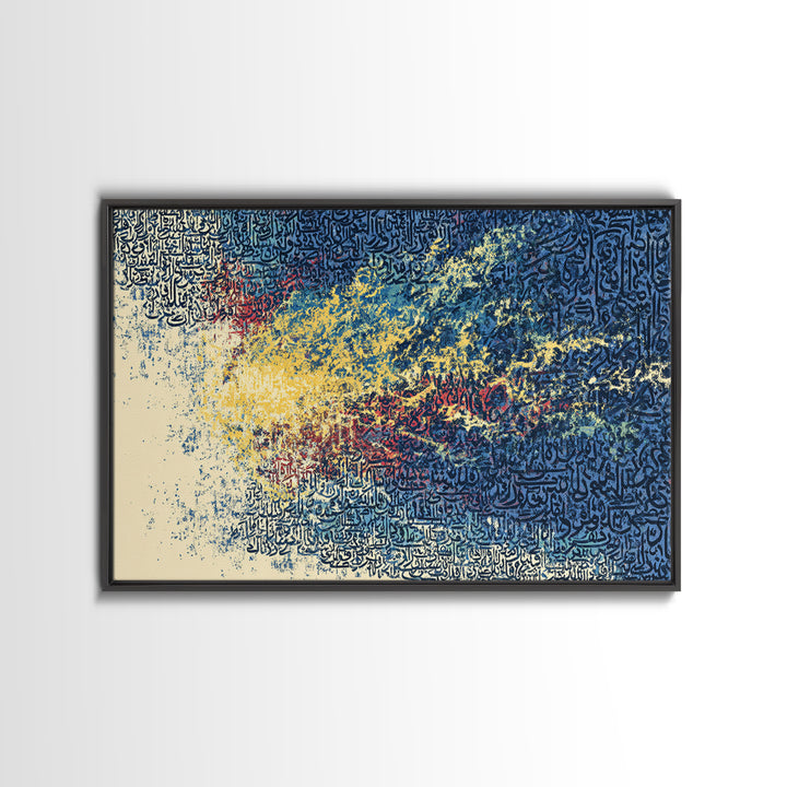 Blue Calligraphy Abstract Wall Art, African Inspired Canvas Print, Spiritual Pattern Decor, Modern Cultural Home Decor Gift