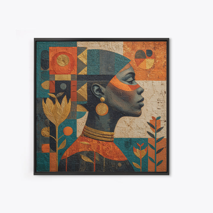 African Goddess Emerging from Botanical Forms and Canvas Print, African Inspired Art, Removable Wallpaper, Living Room Decor, AIA-1x1-39