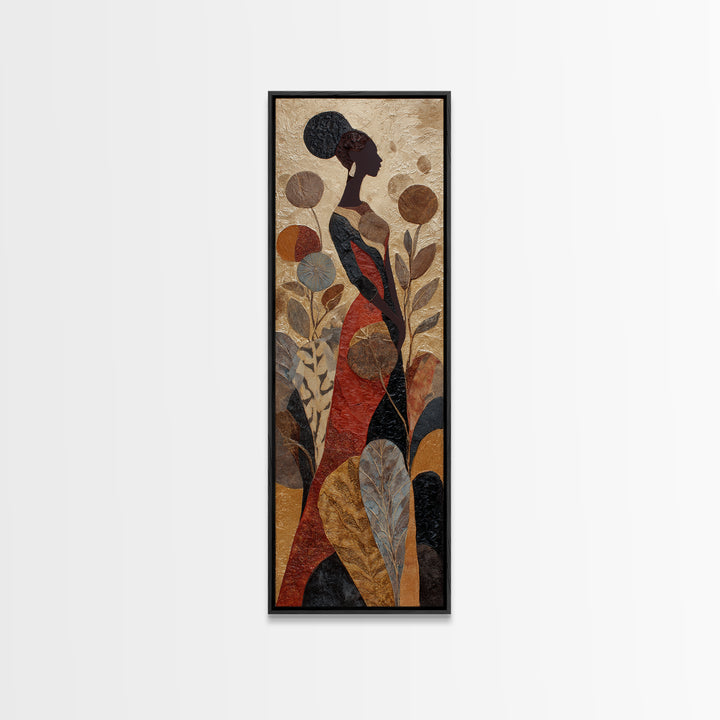 African Goddess Emerging from Botanical Forms and Canvas Print, African Inspired Art, Bedroom Wall Decor, Living Room Decor, AIA-1x3-51
