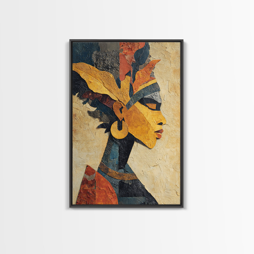 African Goddess Emerging from Botanical Forms and Canvas Print, African Inspired Art, Digital Art Prints, Living Room Decor, AIA-2x3-95